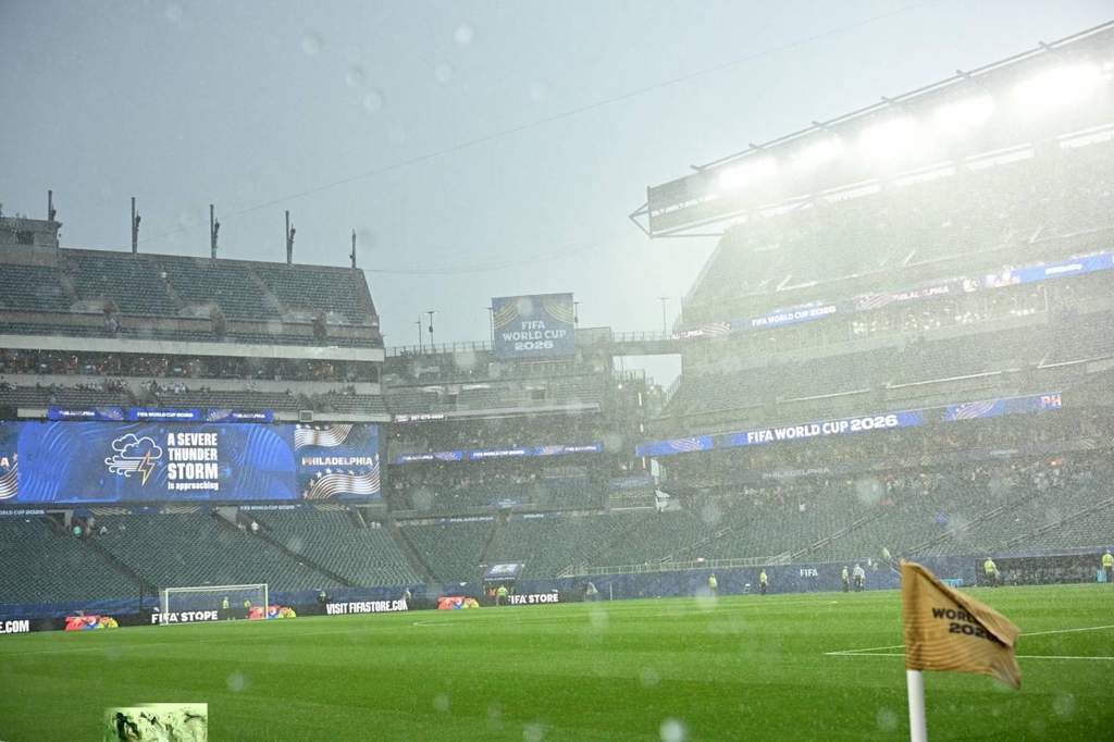 General view of Lincoln Financial Field under heavy storm clouds