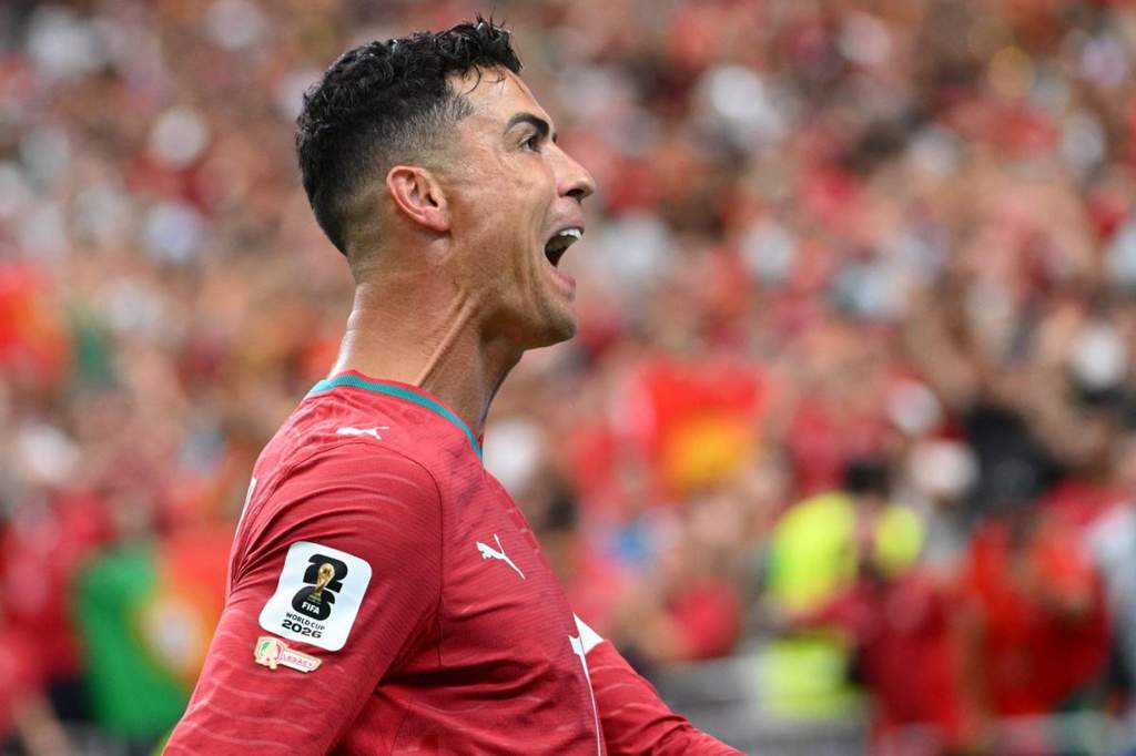 Cristiano Ronaldo celebrates scoring for Portugal at the World Cup
