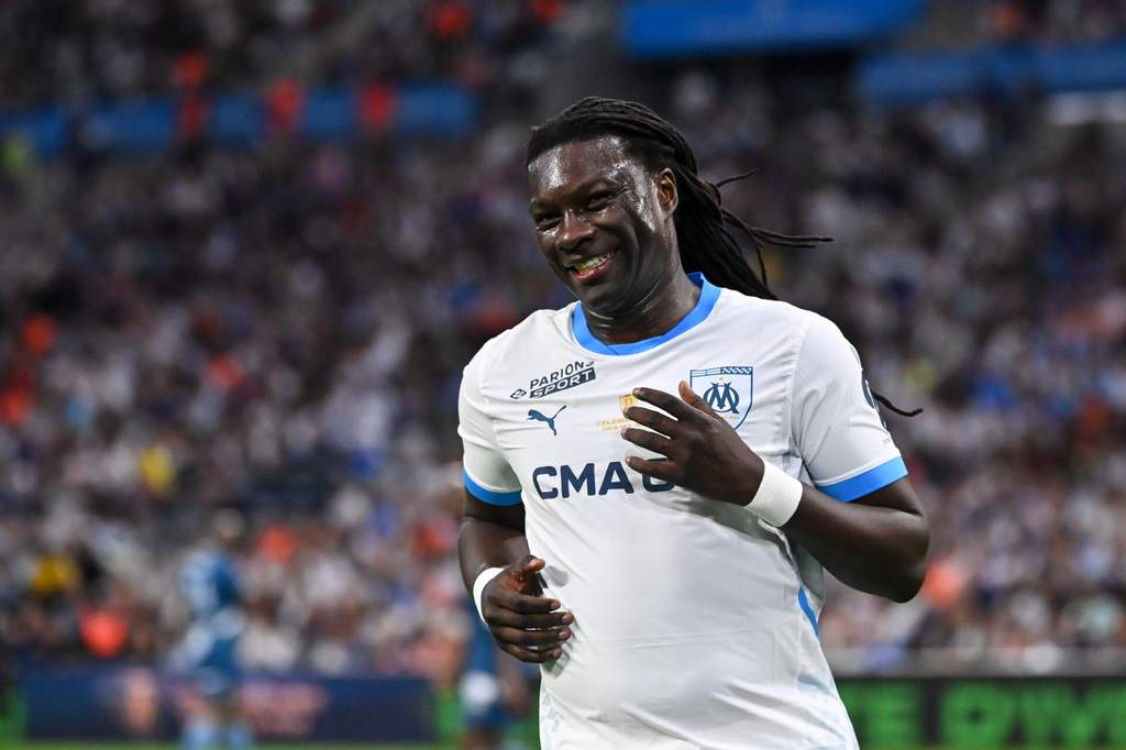 Former Marseille striker Bafetimbi Gomis at a sports venue.