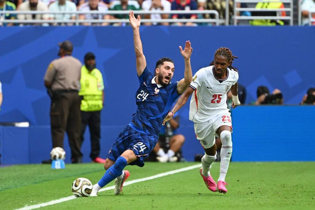 France manager Didier Deschamps gesturing from the touchline during World Cup match