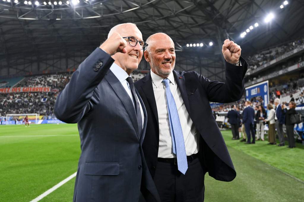 Olympique de Marseille branding at a strategic partnership announcement