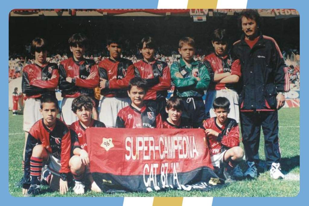 Young Lionel Messi playing youth football in Rosario, Argentina.