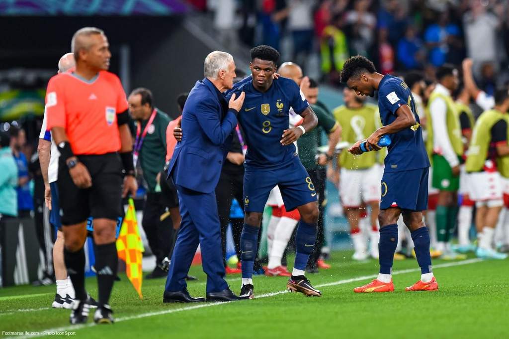 Aurelien Tchouameni training with France before his injury
